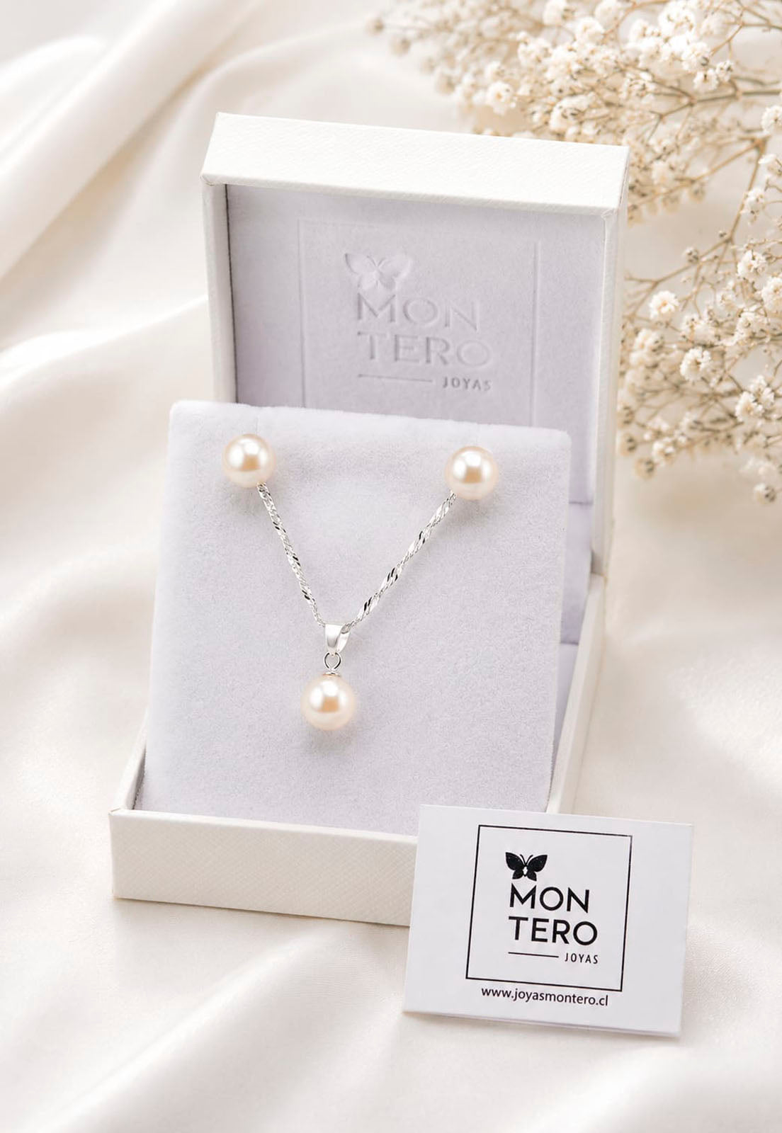 Conjunto Viena Plata 925 Perla Swarovski® Cream