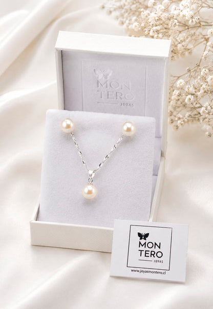 Conjunto Viena Plata 925 Perla Swarovski® Cream