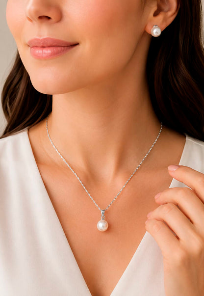 Conjunto Viena Plata 925 Perla Swarovski® Cream