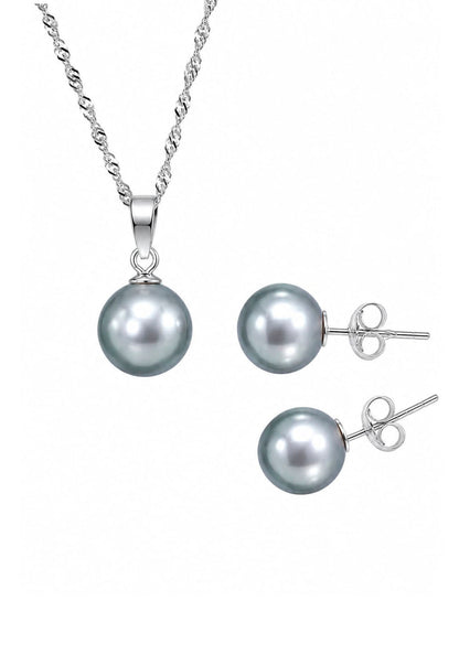 Conjunto Viena Plata 925 Perla Swarovski® Light Grey