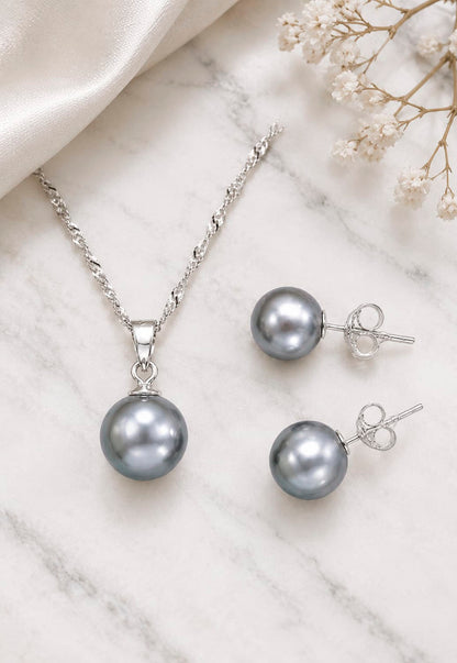 Conjunto Viena Plata 925 Perla Swarovski® Light Grey