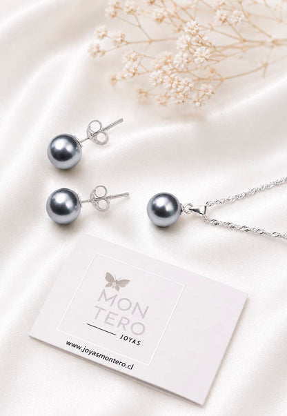 Conjunto Viena Plata 925 Perla Swarovski® Light Grey