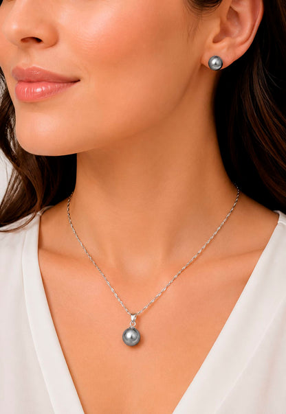 Conjunto Viena Plata 925 Perla Swarovski® Light Grey