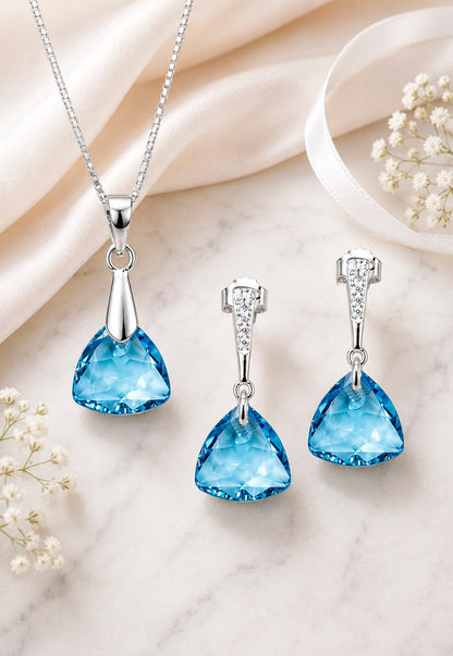 Conjunto Camila Plata 925 Cristal Swarovski® Aquamarine
