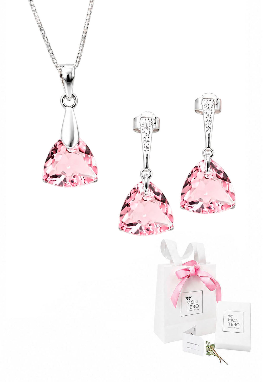 Conjunto Camila Plata 925 Cristal Swarovski®  Light Rose