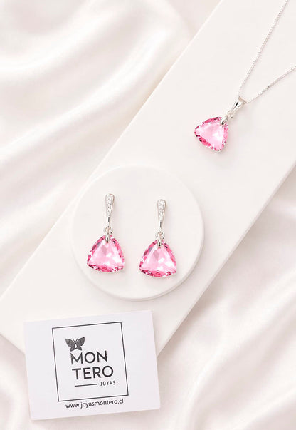 Conjunto Camila Plata 925 Cristal Swarovski®  Light Rose
