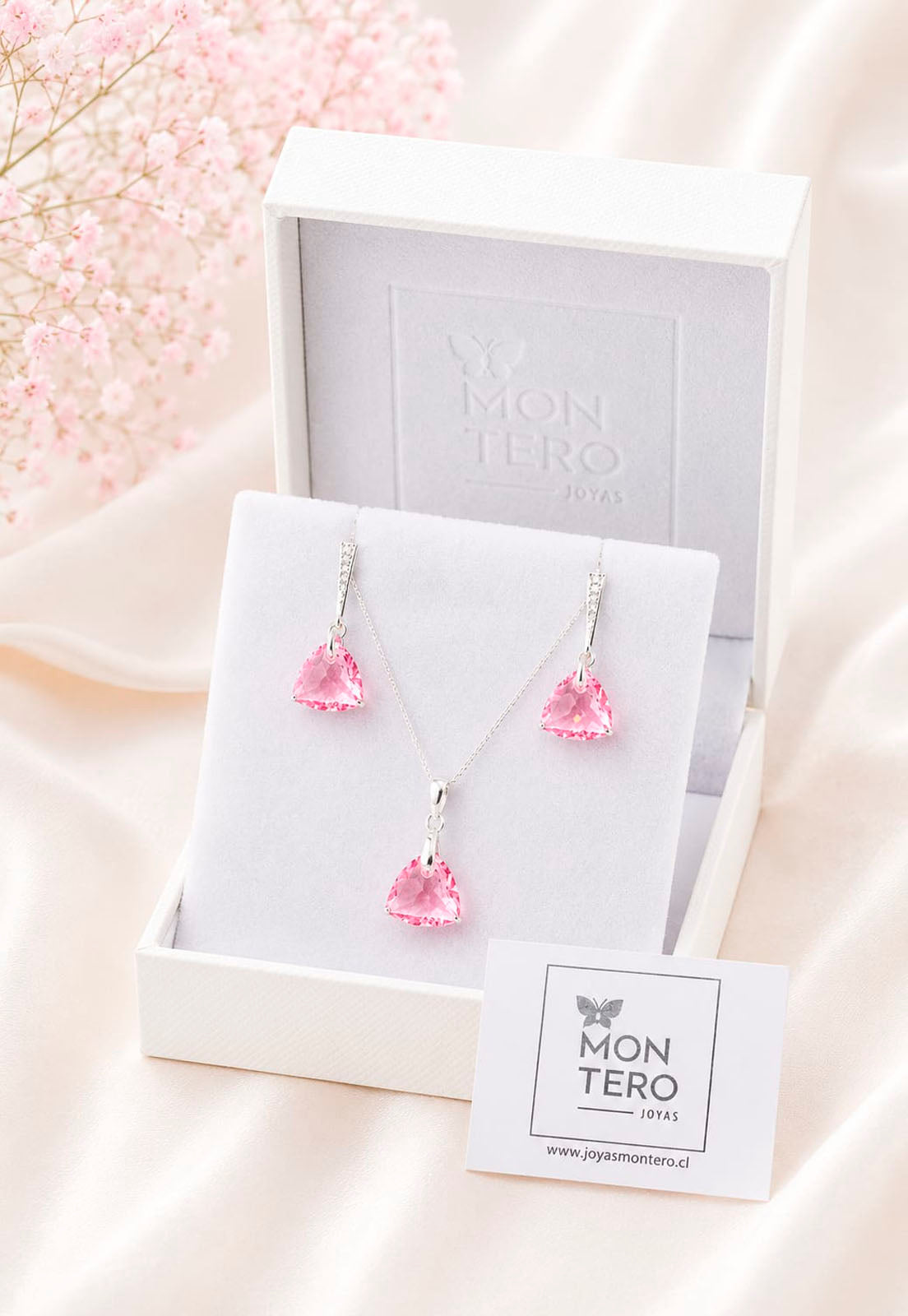Conjunto Camila Plata 925 Cristal Swarovski®  Light Rose