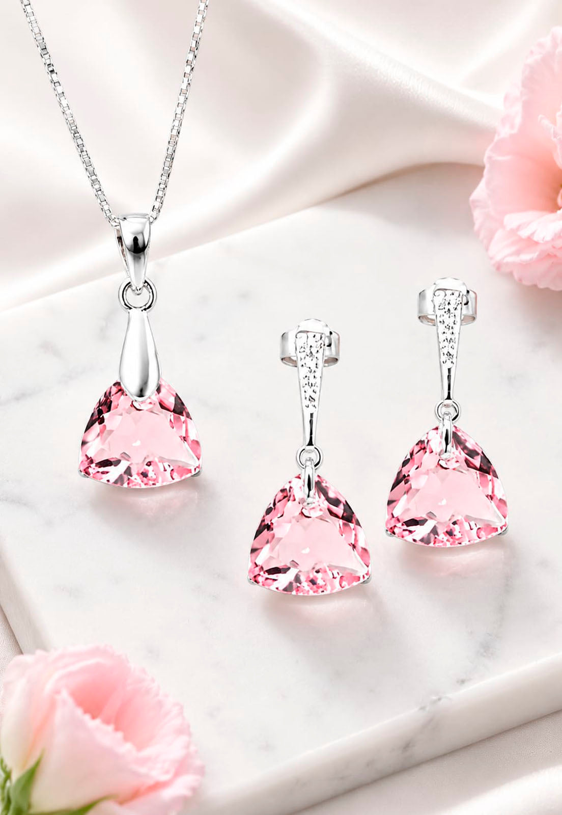Conjunto Camila Plata 925 Cristal Swarovski®  Light Rose