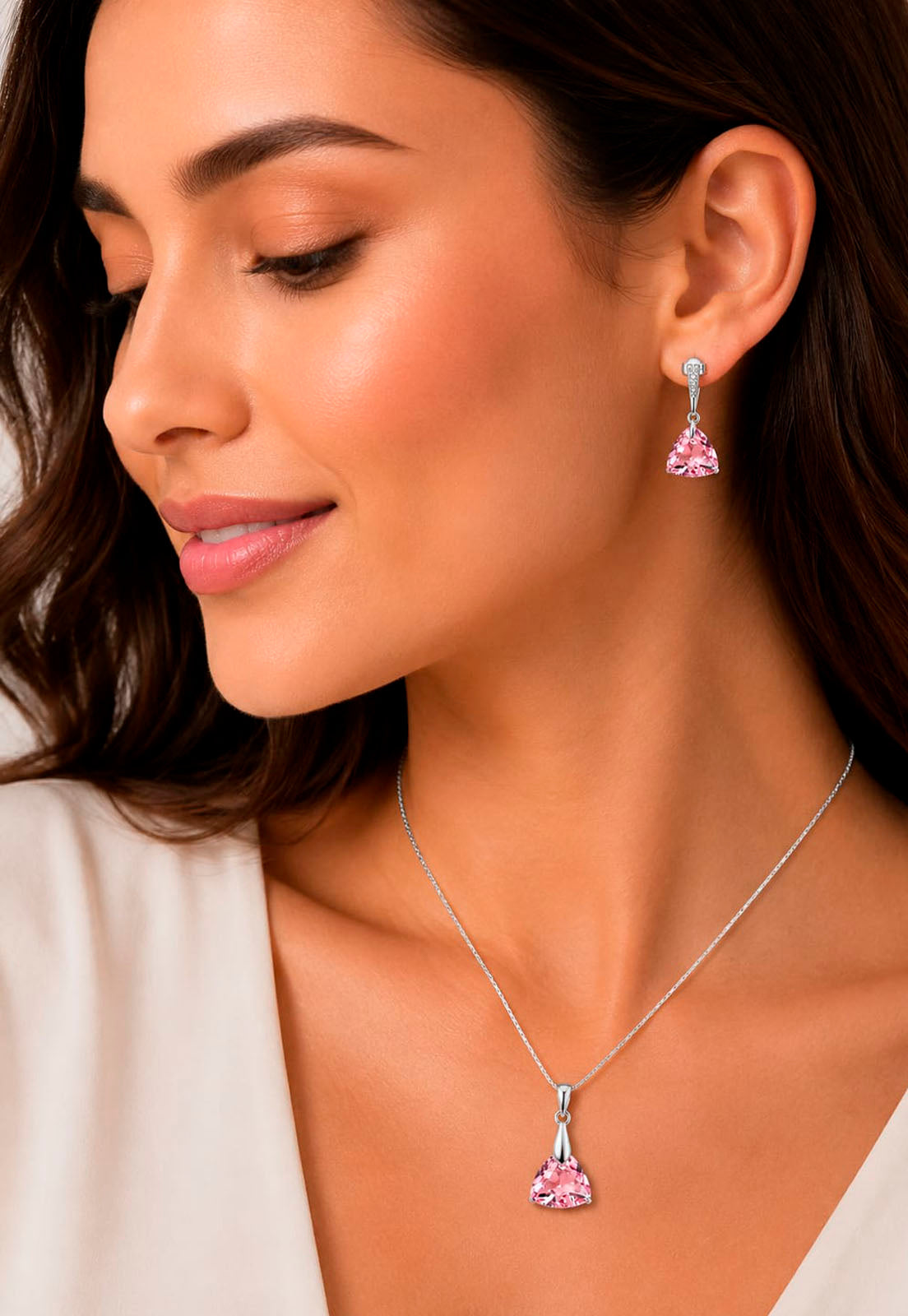 Conjunto Camila Plata 925 Cristal Swarovski®  Light Rose