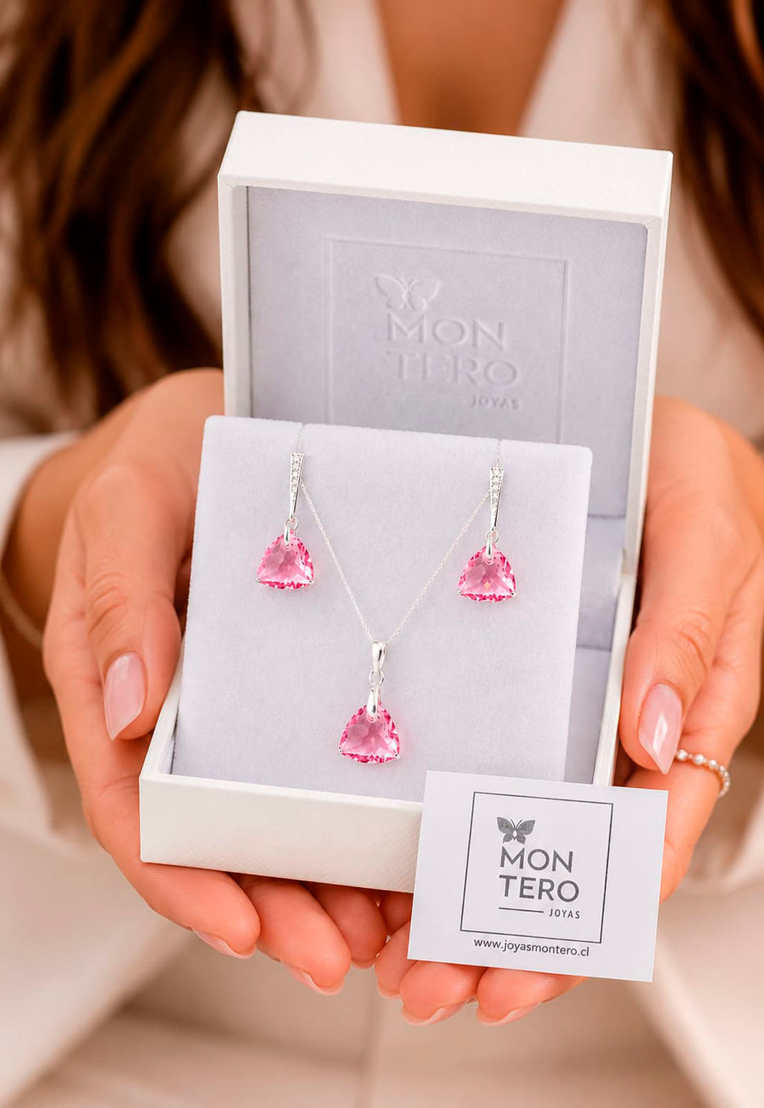 Conjunto Camila Plata 925 Cristal Swarovski®  Light Rose