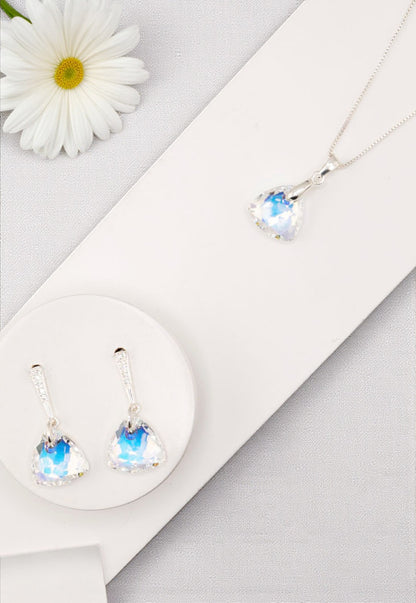 Conjunto Camila Plata 925 Cristal Swarovski® Aurora Boreal