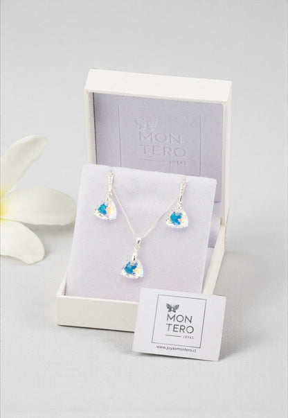 Conjunto Camila Plata 925 Cristal Swarovski® Aurora Boreal