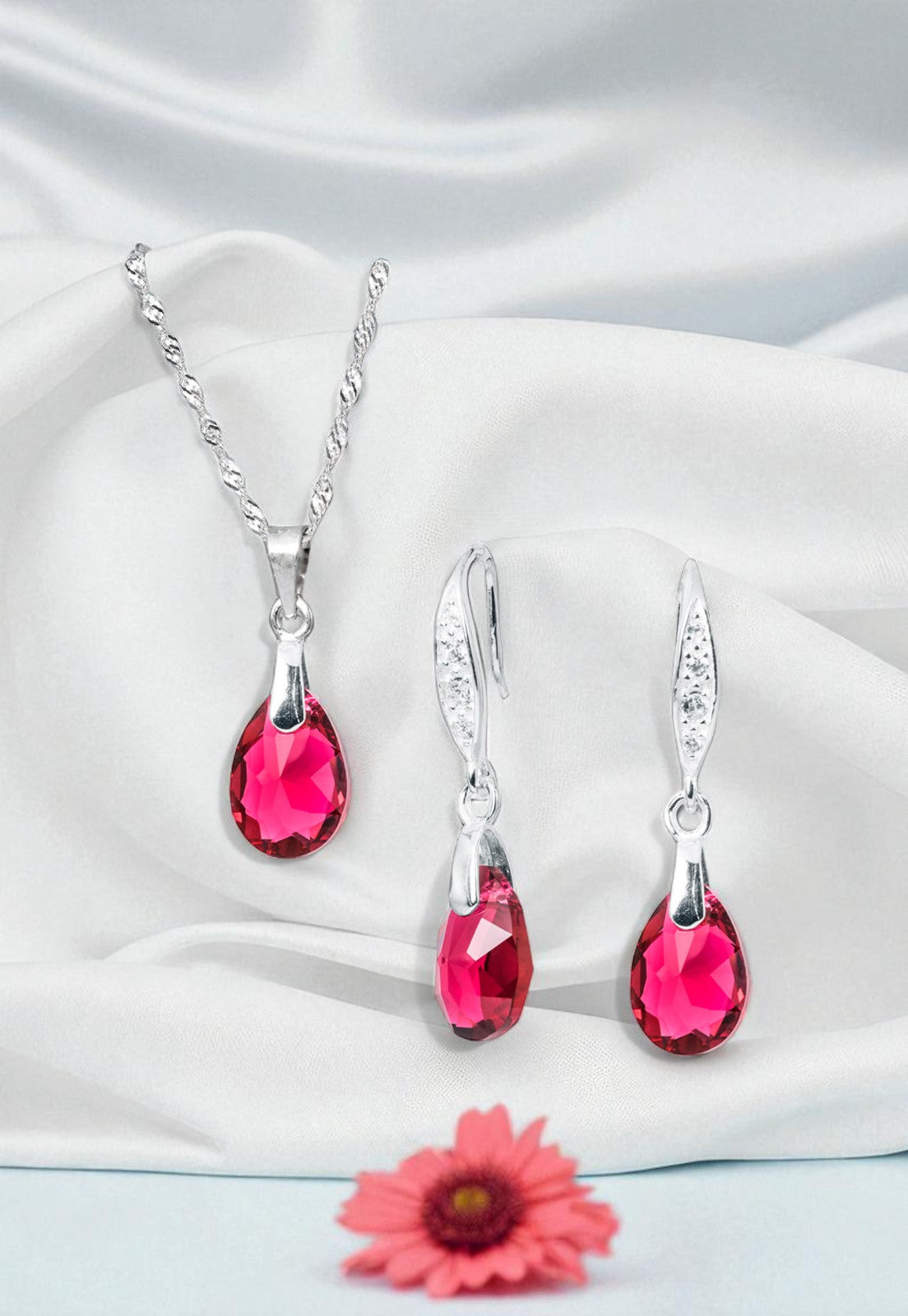 Conjunto Milan Plata 925 Cristal Genuino Scarleth