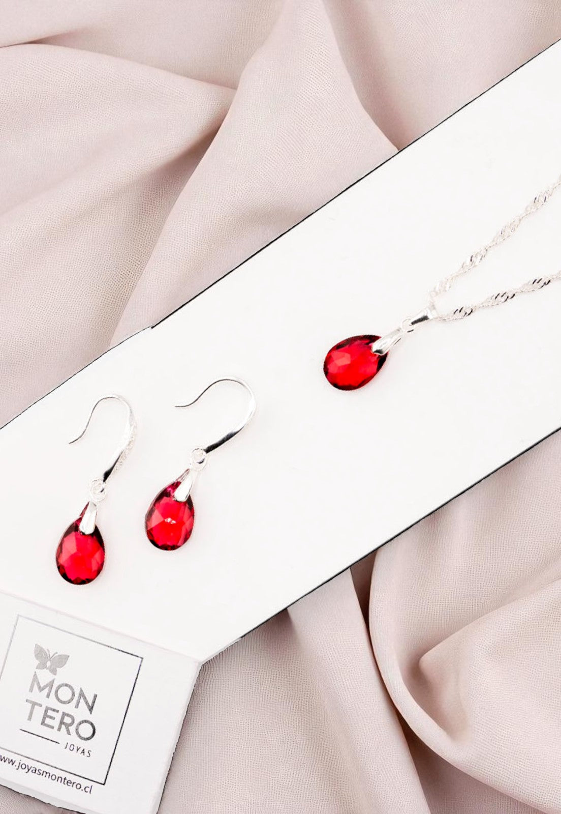 Conjunto Milan Plata 925 Cristal Genuino Scarleth