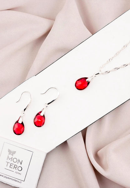 Conjunto Milan Plata 925 Cristal Genuino Scarleth