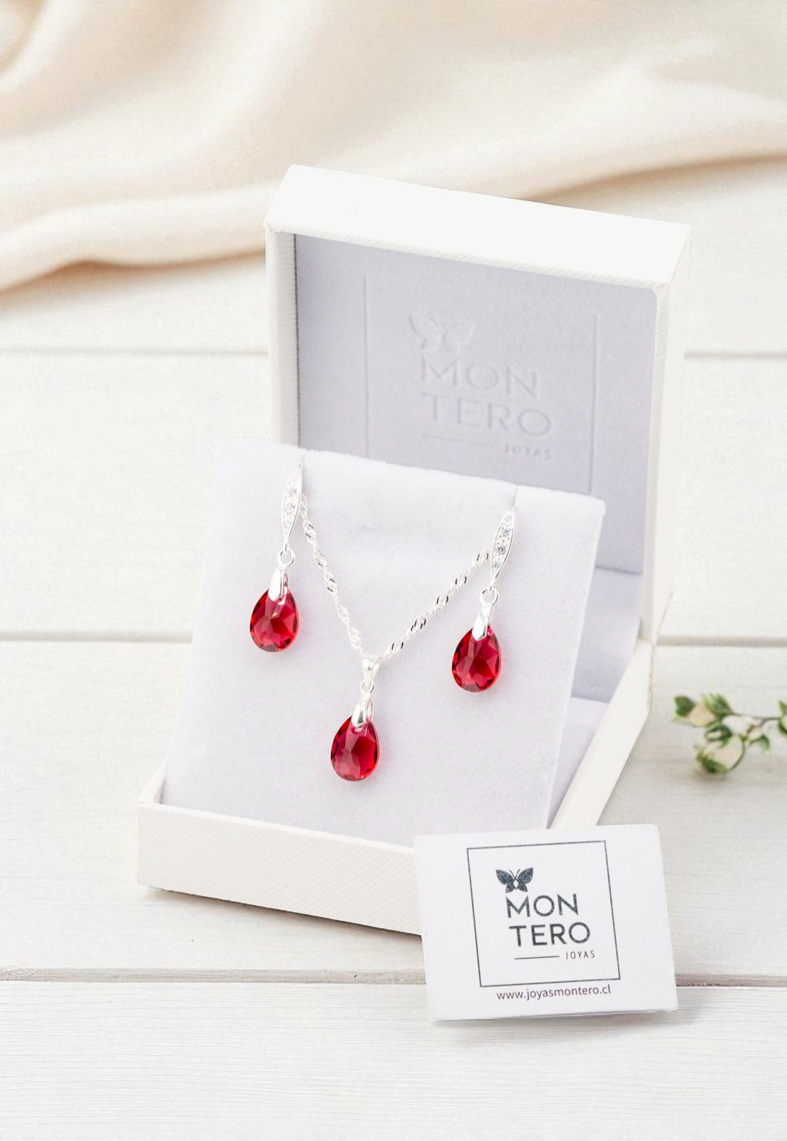 Conjunto Milan Plata 925 Cristal Genuino Scarleth