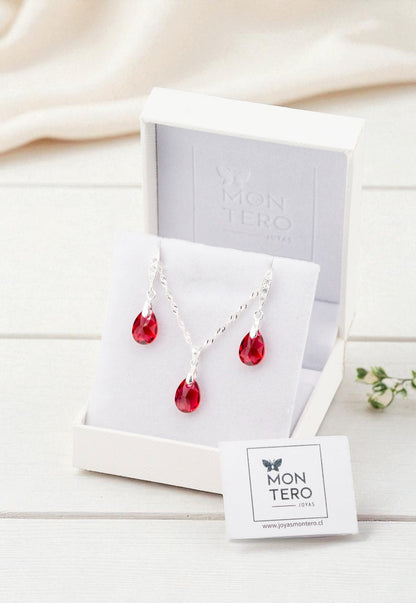 Conjunto Milan Plata 925 Cristal Genuino Scarleth