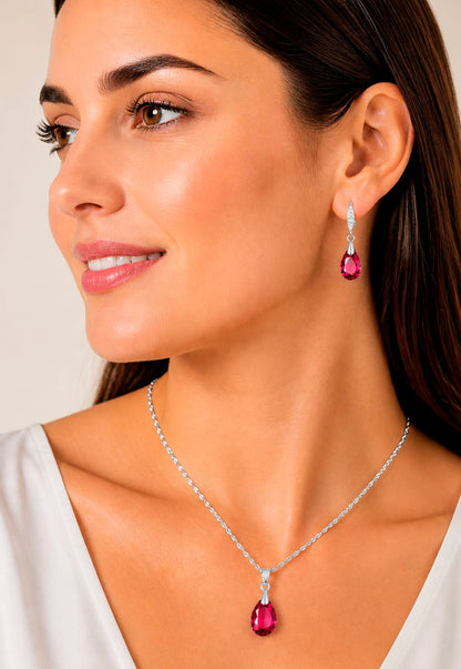 Conjunto Milan Plata 925 Cristal Swarovski® Scarlet