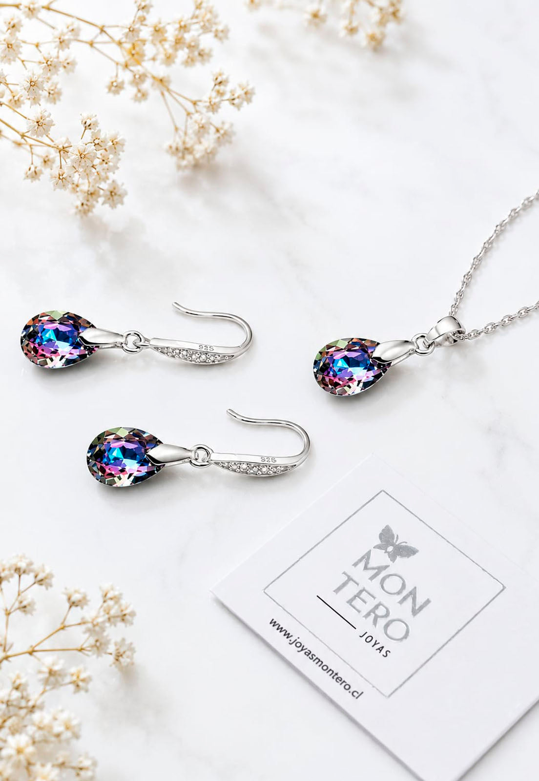 Conjunto Milan Plata 925 Cristal Swarovski®  Vitral Light