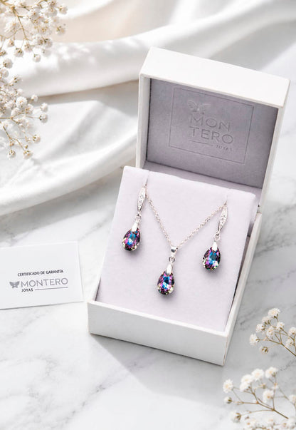 Conjunto Milan Plata 925 Cristal Swarovski®  Vitral Light