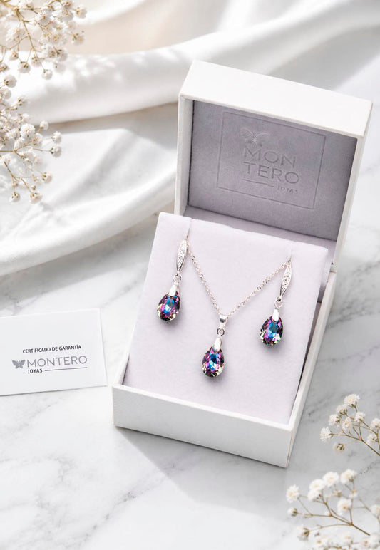 Conjunto Milan Plata 925 Cristal Swarovski®  Vitral Light