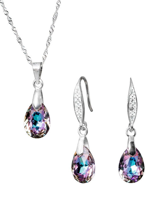 Conjunto Milan Plata 925 Cristal Genuino Vitral Light