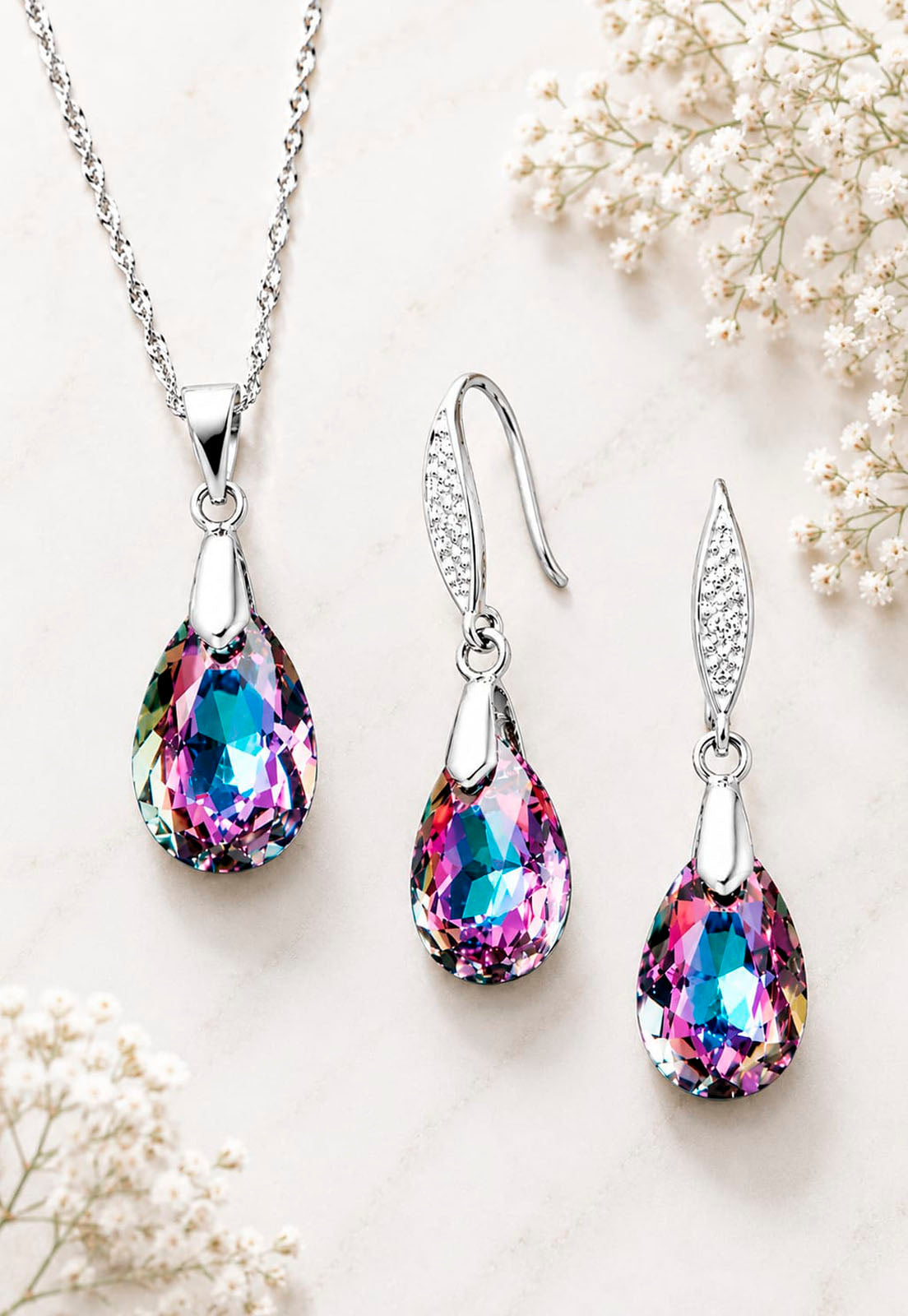 Conjunto Milan Plata 925 Cristal Swarovski®  Vitral Light