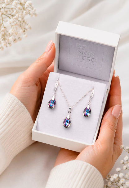 Conjunto Milan Plata 925 Cristal Swarovski®  Vitral Light