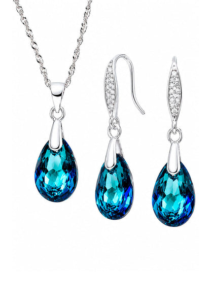Conjunto Milan Plata 925 Cristal Swarovski®  Bermuda Blue