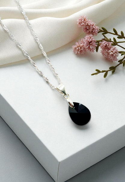 Collar Encanto Plata 925 Cristal Genuino Jet