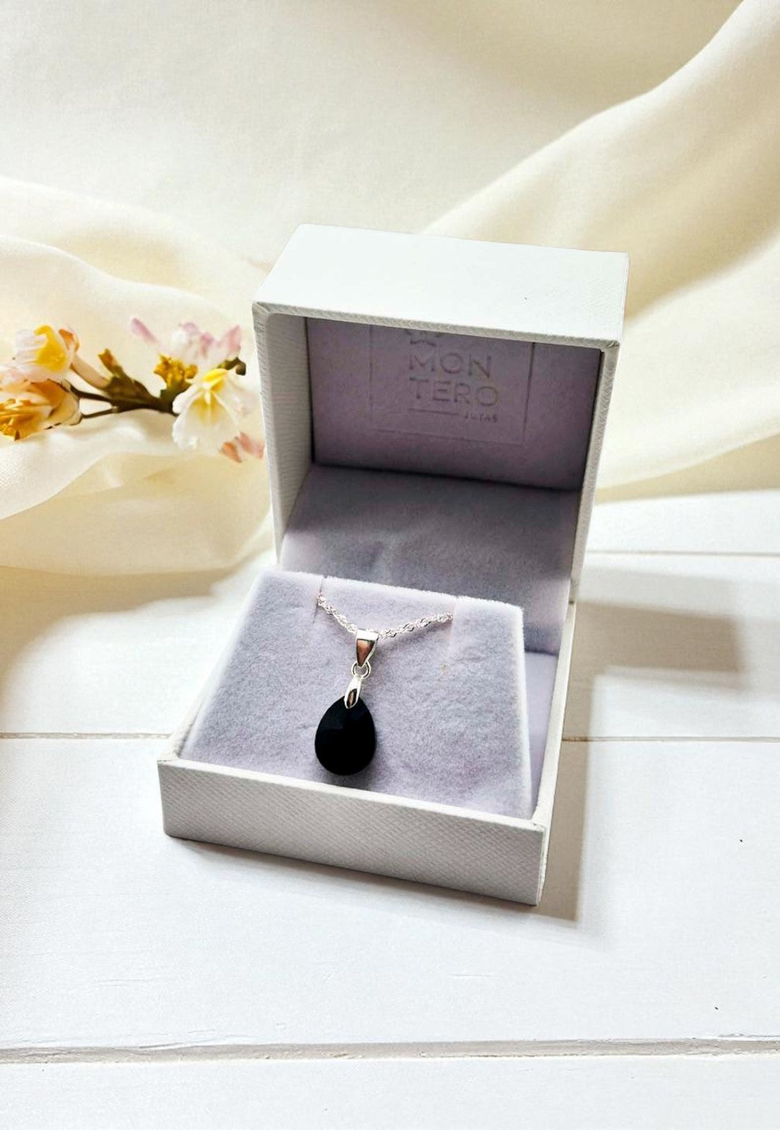 Collar Encanto Plata 925 Cristal Genuino Jet