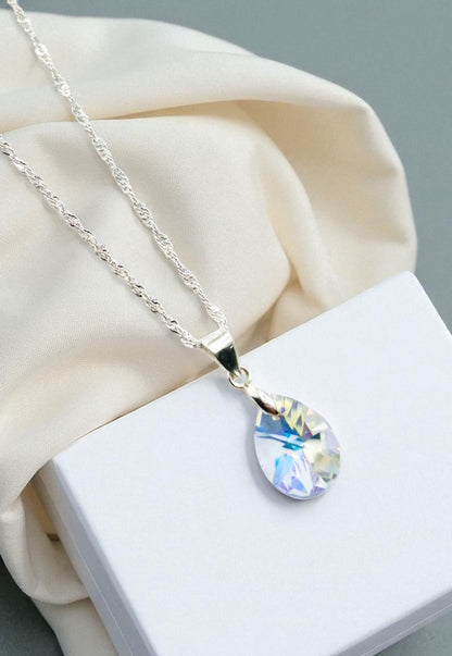 Collar Encanto Plata 925 Cristal Genuino Aurora Boreal