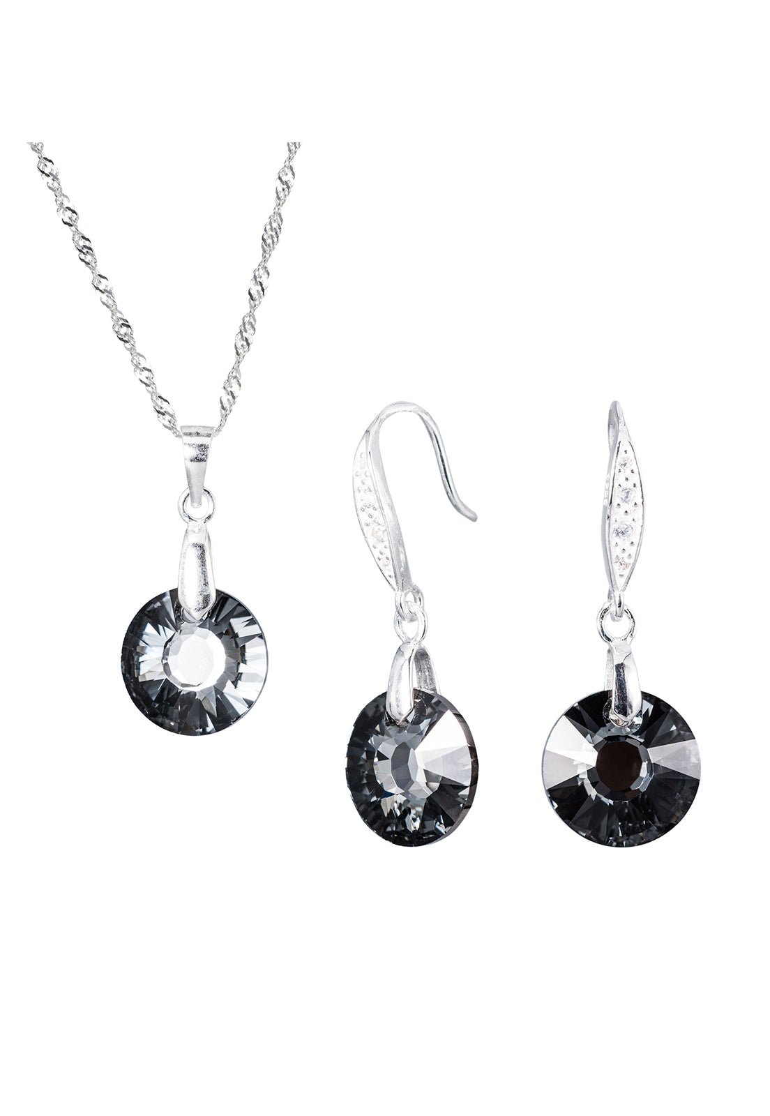 Conjunto Enigma Plata 925 Cristal Genuino Silver Night