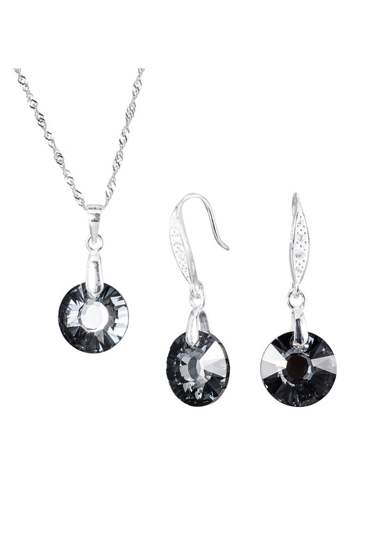 Conjunto Enigma Plata 925 Cristal Genuino Silver Night