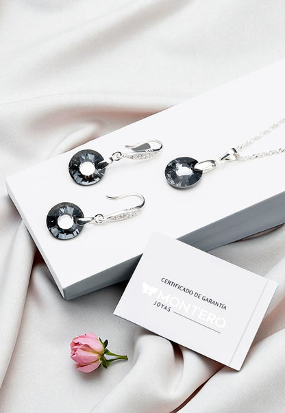 Conjunto Enigma Plata 925 Cristal Genuino Silver Night