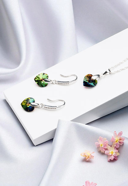 Conjunto Romance Plata 925 Cristal Genuino Vitral Medium