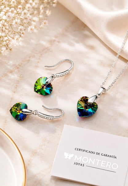 Conjunto Romance Plata 925 Cristal Swarovski® Vitral Medium