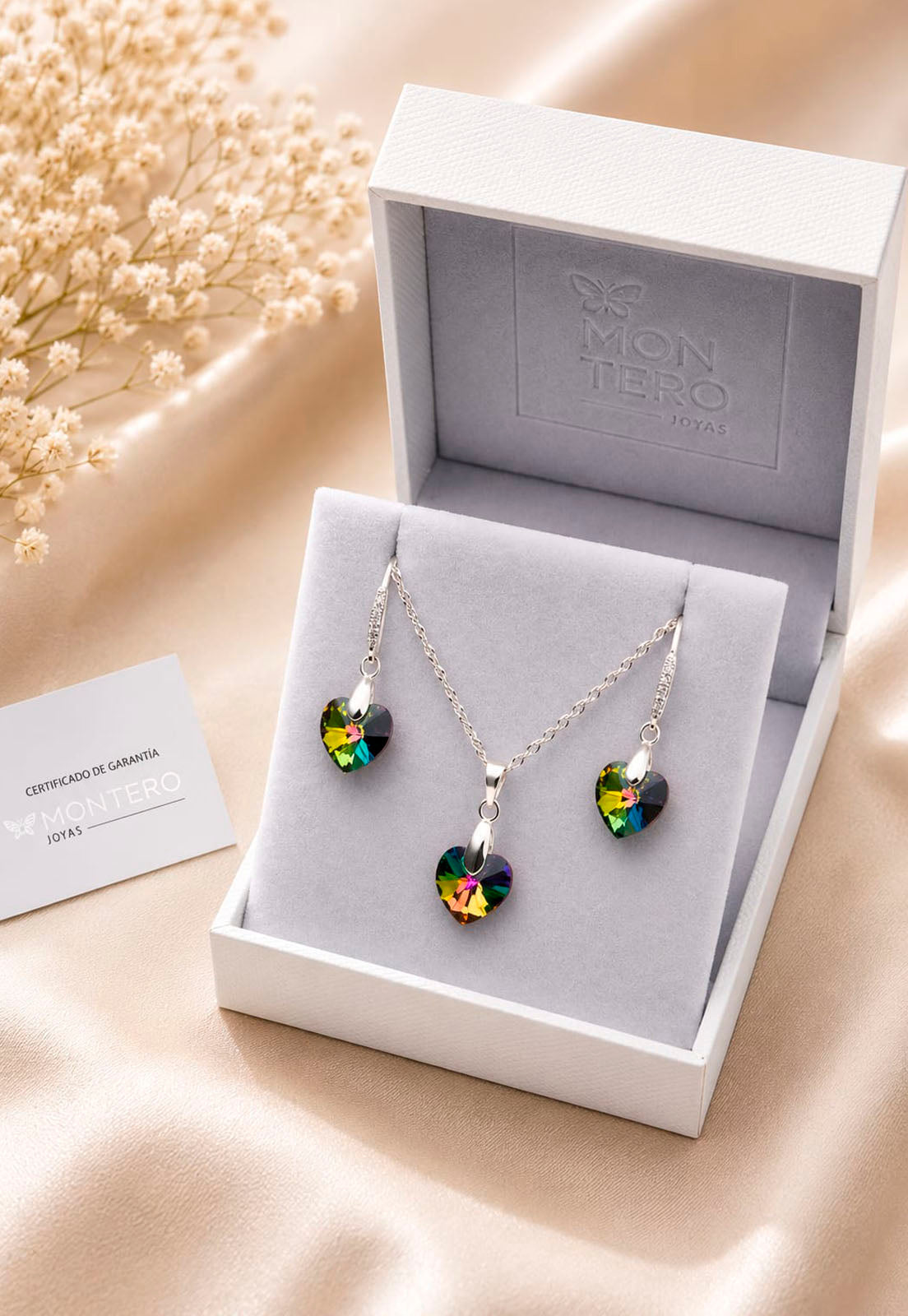 Conjunto Romance Plata 925 Cristal Swarovski® Vitral Medium