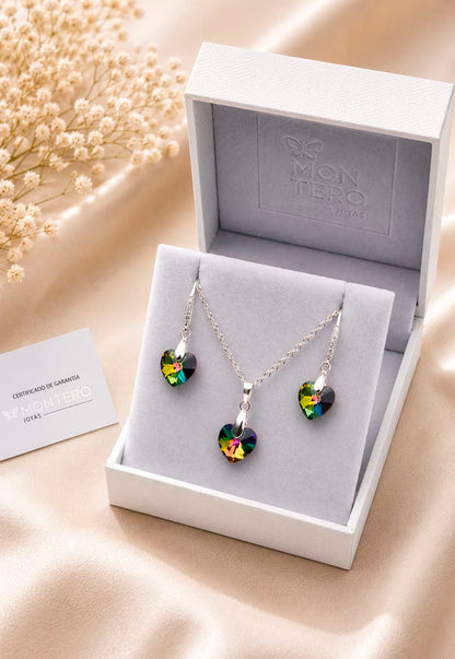 Conjunto Romance Plata 925 Cristal Swarovski® Vitral Medium