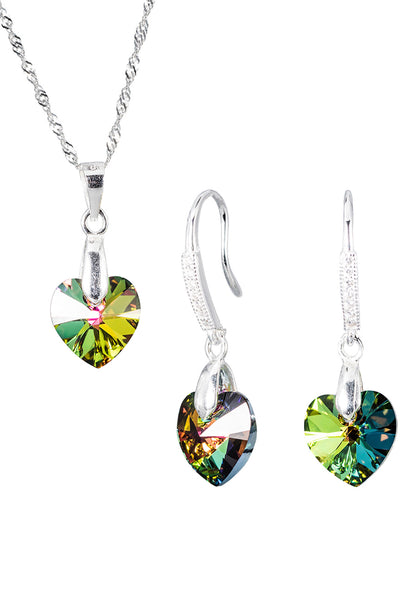 Conjunto Romance Plata 925 Cristal Genuino Vitral Medium