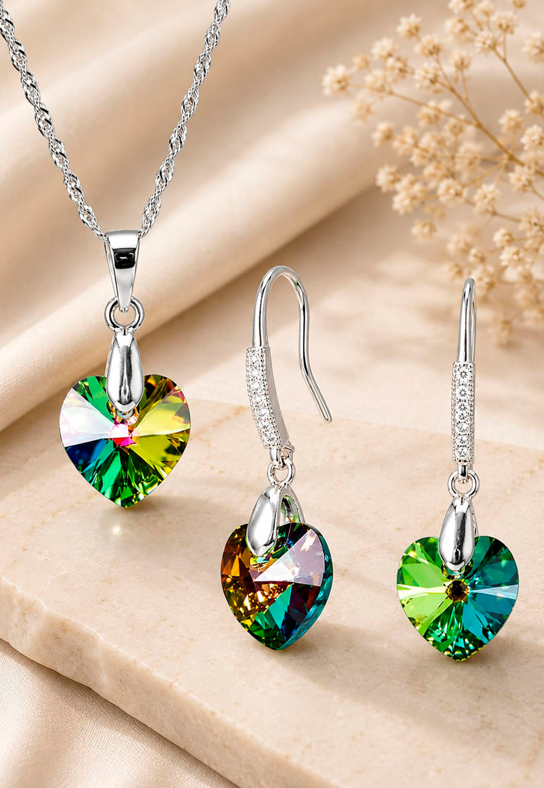 Conjunto Romance Plata 925 Cristal Swarovski® Vitral Medium