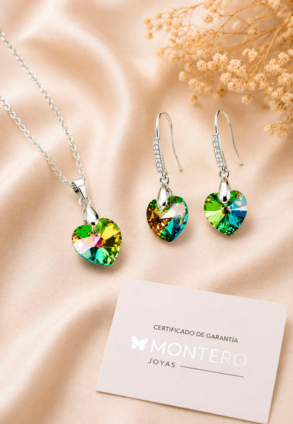 Conjunto Romance Plata 925 Cristal Swarovski® Vitral Medium