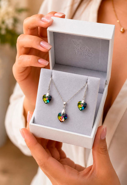 Conjunto Romance Plata 925 Cristal Swarovski® Vitral Medium