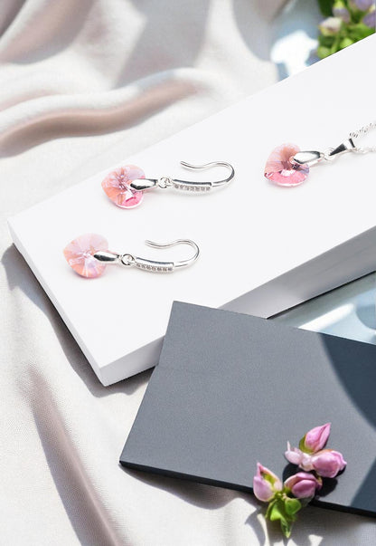 Conjunto Romance Plata 925 Cristal Genuino Light Rose