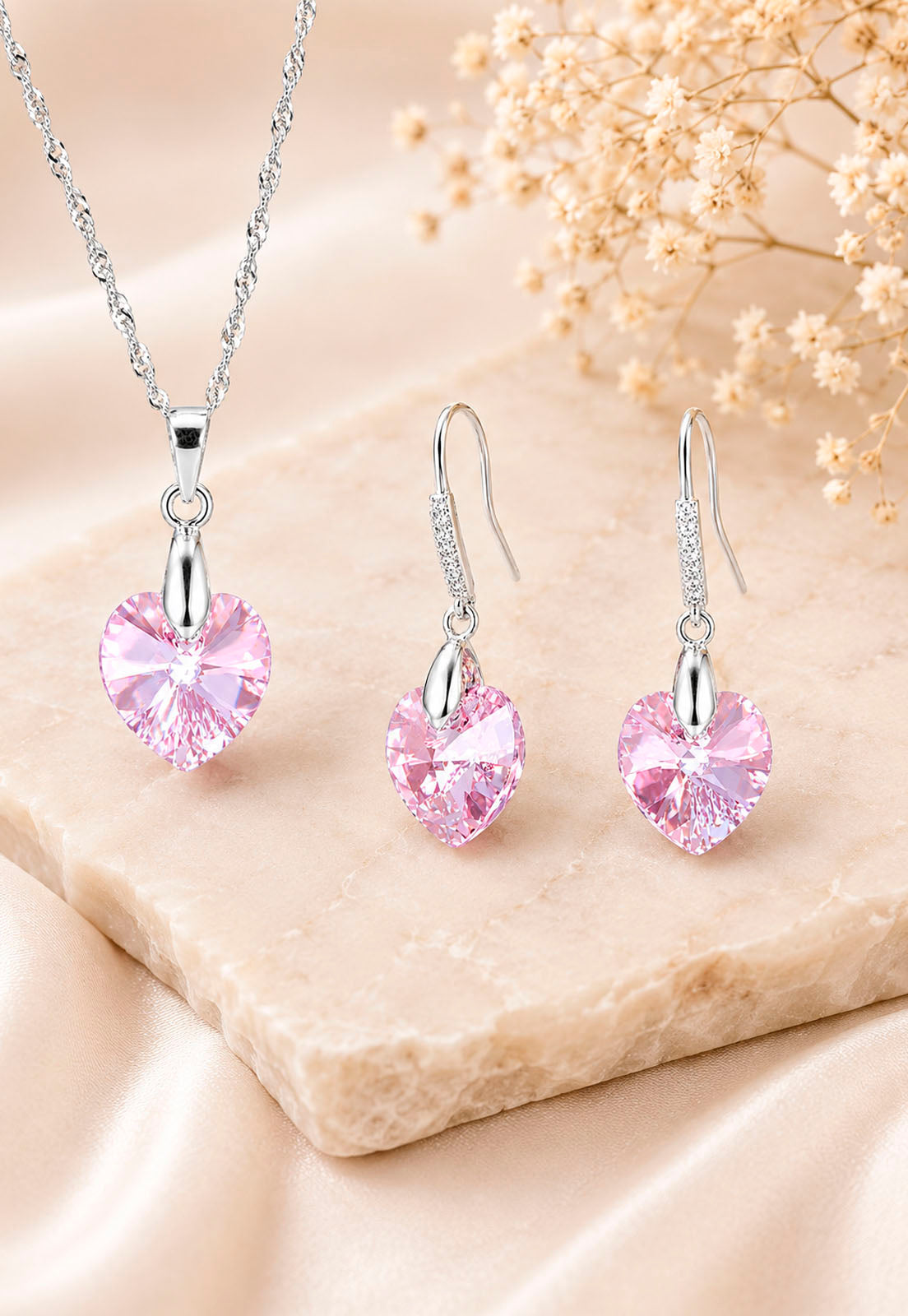 Conjunto Romance Plata 925 Cristal Swarovski® Light Rose