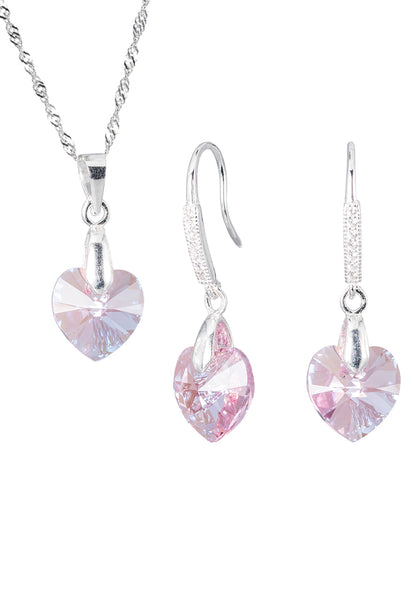 Conjunto Romance Plata 925 Cristal Genuino Light Rose