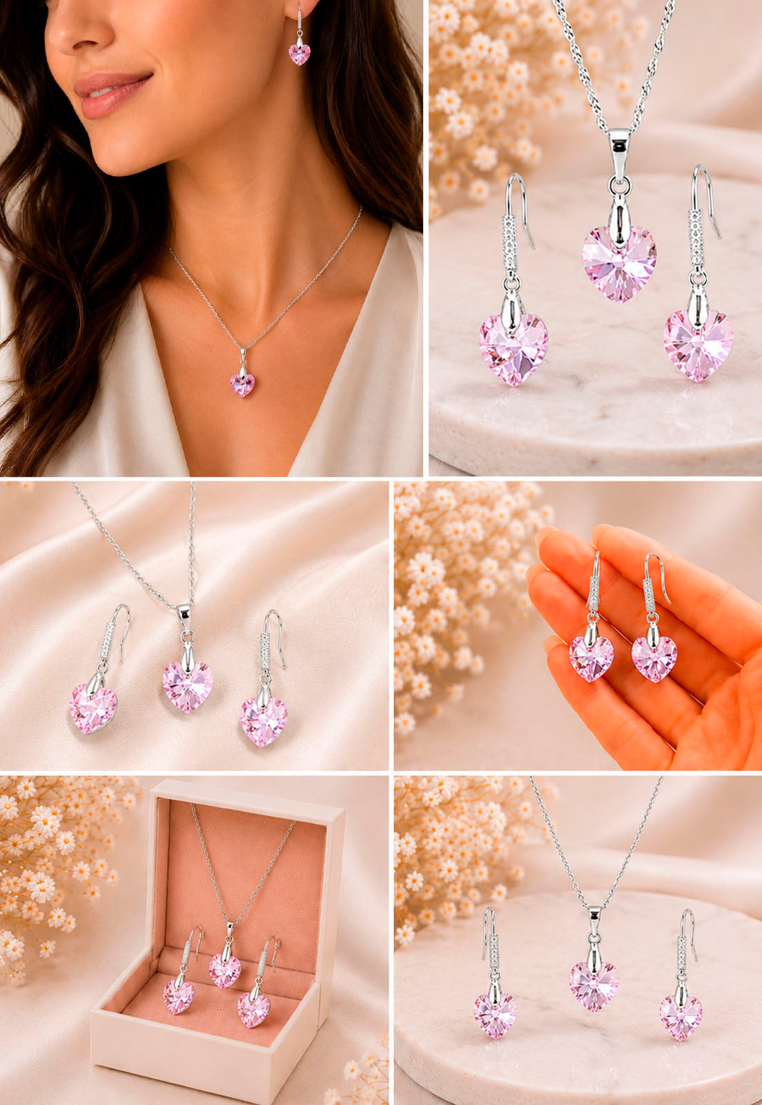 Conjunto Romance Plata 925 Cristal Swarovski® Light Rose