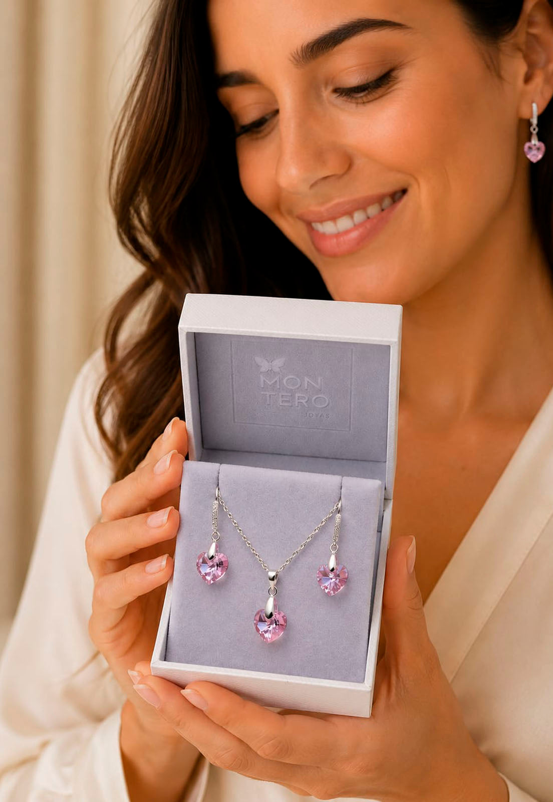 Conjunto Romance Plata 925 Cristal Swarovski® Light Rose