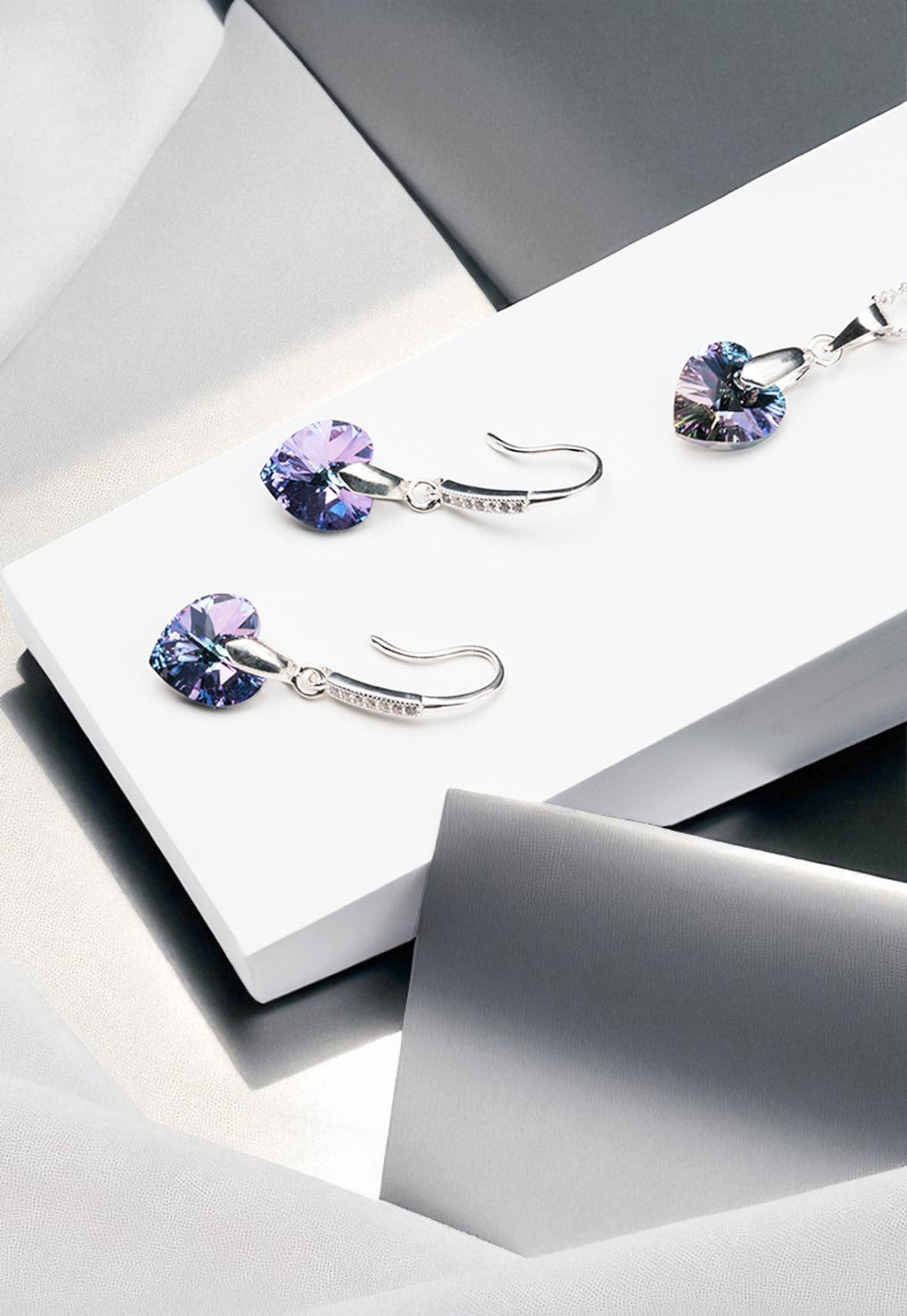 Conjunto Romance Plata 925 Cristal Genuino Vitral Light