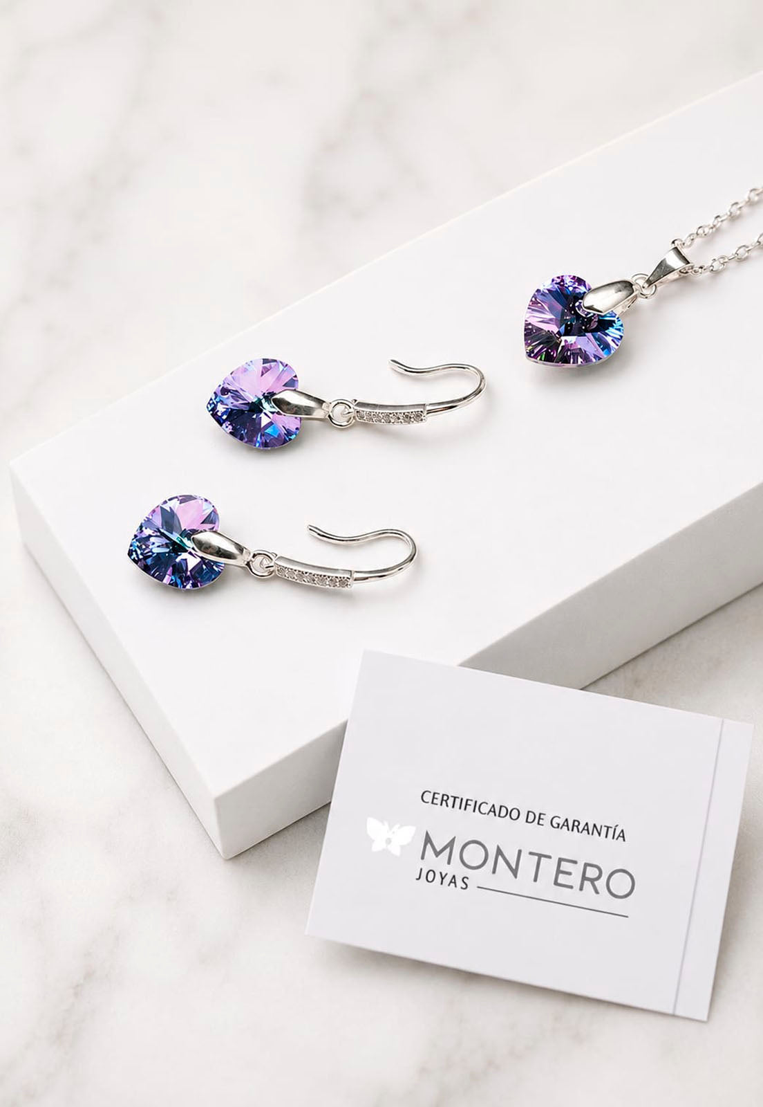 Conjunto Romance Plata 925 Cristal Swarovski® Vitral Light